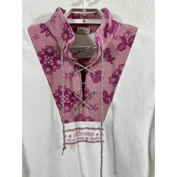 Ellesse Italy Floral Lace Up Pullover Sweatshirt Womens Size M *Spotting - Picture 2 of 14